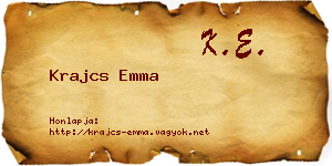 Krajcs Emma névjegykártya